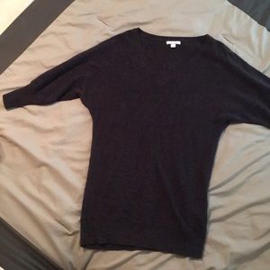 Dark grey long, quarter sleeve sweater